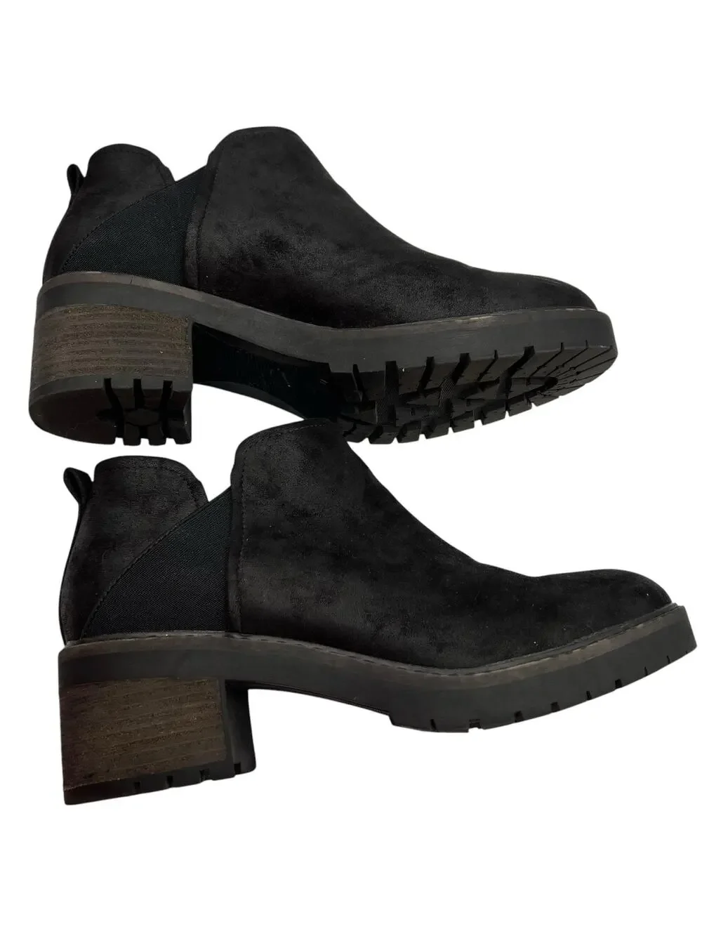 Crown Vintage Chelsea Size 11 Chunky Heel Ankle Boots Booties Black Slip On